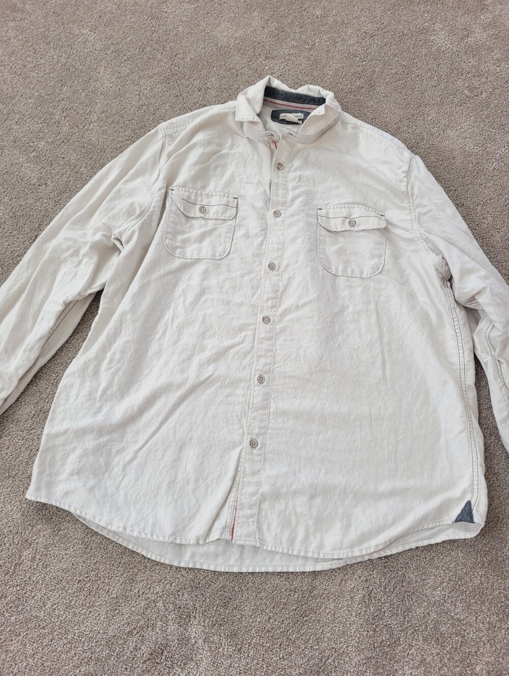 Carbon2Cobalt Mens Linen And Cotton Button Up Shirt Size Large